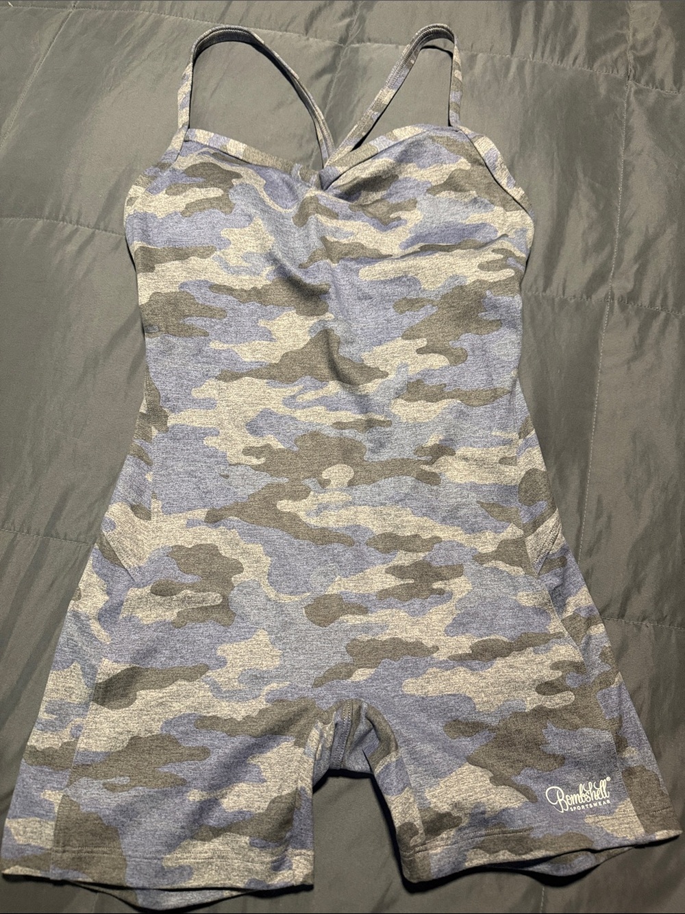 Bombshell sportswear Camo Active Short Romper - Blue & Gray